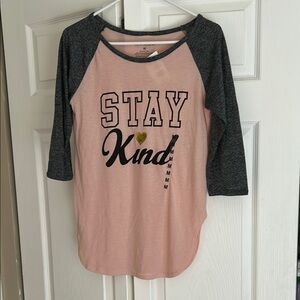Kohl's Pink and Gray Short Sleeve Tee with Bold Message